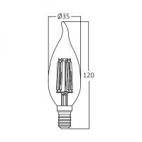 LED Leuchtmittel E14 Filament Flamme C35T 4W warmweiß (2700 K)