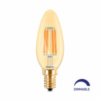 LED Leuchtmittel E14 Filament Kerze | Bernstein | C35 4W...