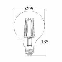 LED Leuchtmittel Filament Bernstein E27 Kugel Globe (G95, 95mm Durchmesser) 6 Watt | dimmbar warmweiß (2200 K)