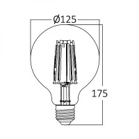 LED Leuchtmittel Filament E27 Kugel Globe (G125, 125mm Durchmesser) 6 Watt warmweiß (2200 K)
