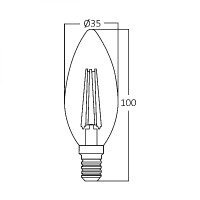 LED Leuchtmittel E14 Filament Kerze klar C35 4W | dimmbar warmweiß (2700K)
