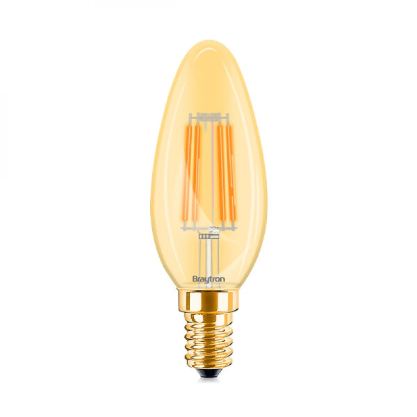 LED Leuchtmittel E14 Filament Kerze | Bernstein | C35 4W warmweiß (2200 K)