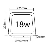 LED Panel Einbauleuchte rechteckig 18 Watt | 22,5 x 22,5cm (21 cm Deckenausschnitt) | IP20 | warmweiß (3000 K)