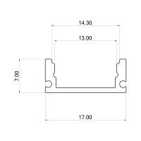 LED-Aluminiumprofil 2m | U-Profil Aufbau | schwarz